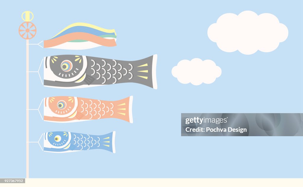 Japanese Koinobori vector illustration
