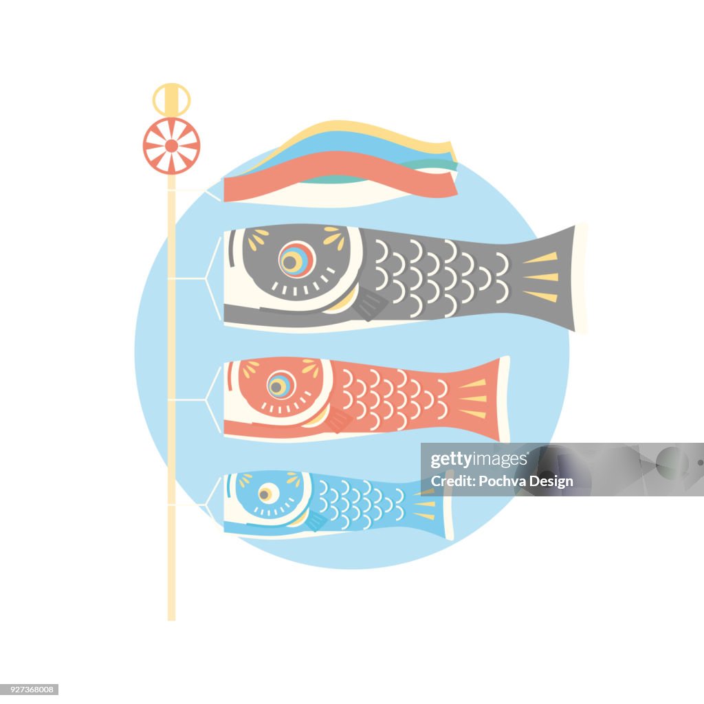 Japanese Koinobori vector illustration