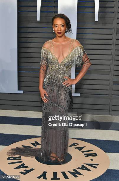 Betty Gabriel attends the 2018 Vanity Fair Oscar Party hosted by Radhika Jones at Wallis Annenberg Center for the Performing Arts on March 4, 2018 in...