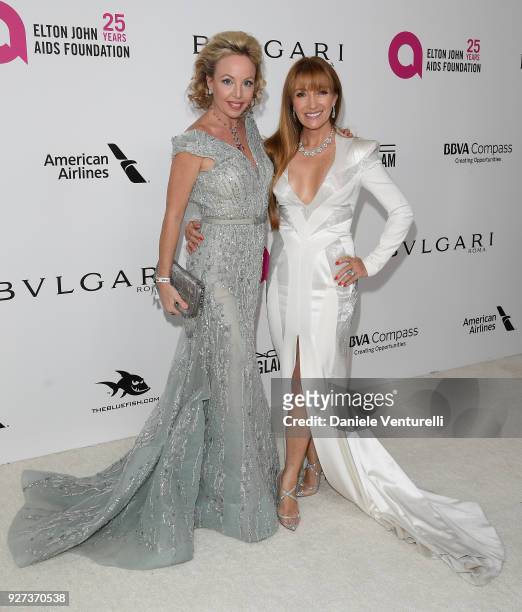Princess Camilla Duchess of Castro and Jane Seymour attends Elton John AIDS Foundation 26th Annual Academy Awards Viewing Party at The City of West...