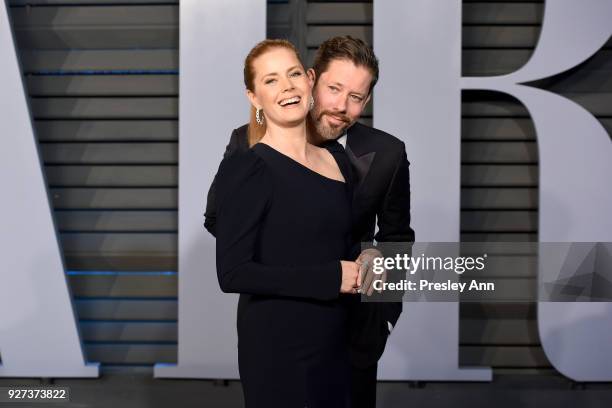 Amy Adams and Darren Le Gallo attends the 2018 Vanity Fair Oscar Party Hosted By Radhika Jones - Arrivals at Wallis Annenberg Center for the...