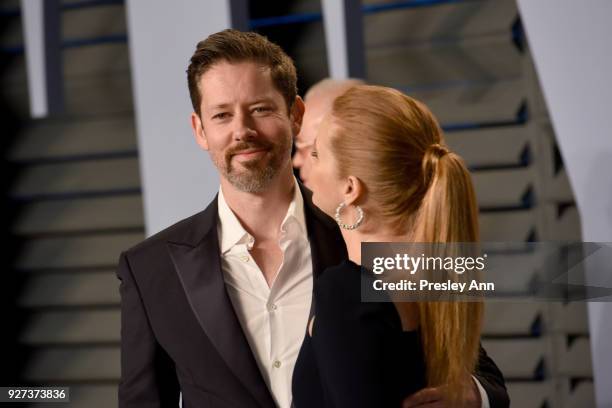 Darren Le Gallo and Amy Adams attends the 2018 Vanity Fair Oscar Party Hosted By Radhika Jones - Arrivals at Wallis Annenberg Center for the...