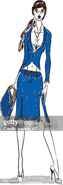 office outfit blue - stadium seating stock illustrations