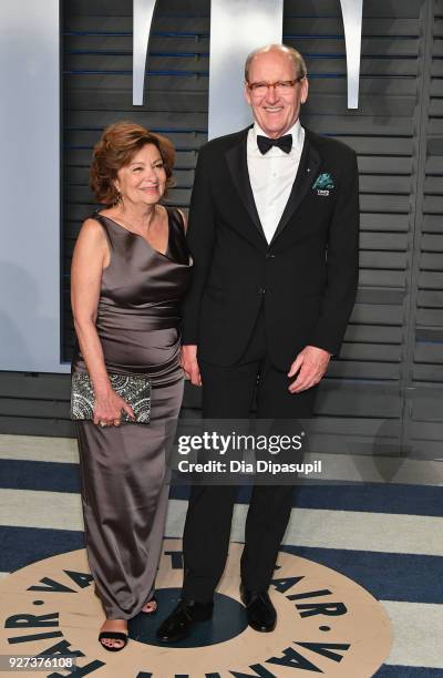 Sharon R. Friedrick and Richard Jenkins attend the 2018 Vanity Fair Oscar Party hosted by Radhika Jones at Wallis Annenberg Center for the Performing...