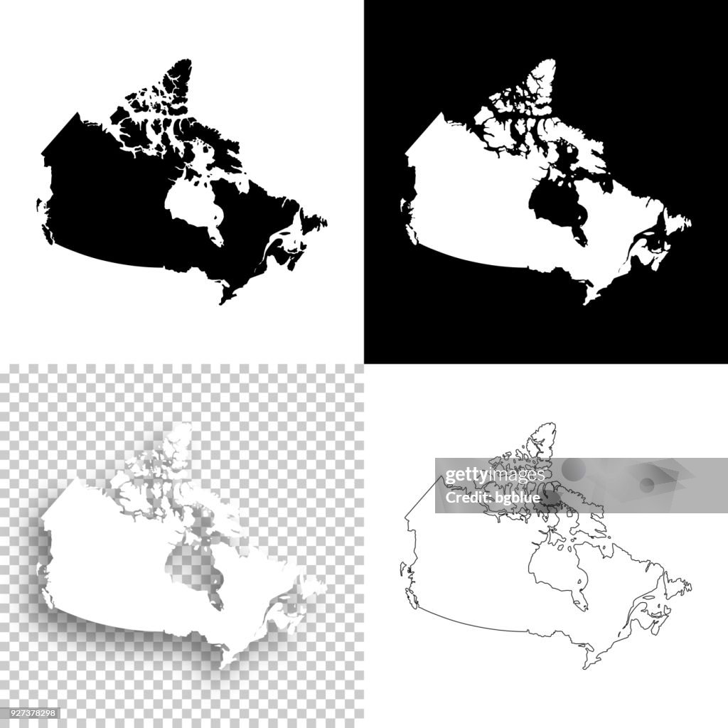Canada Maps For Design Blank White And Black Backgrounds High-Res