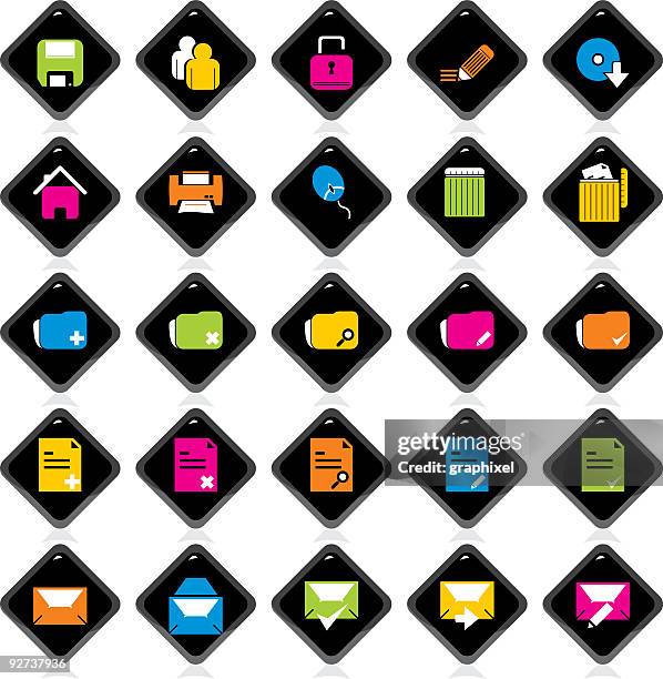 colorful icons: design elements - bin icon stock illustrations