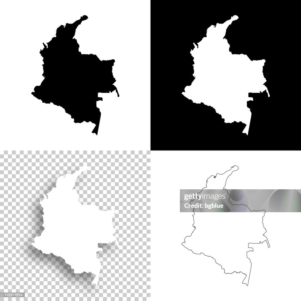 Colombia maps for design - Blank, white and black backgrounds