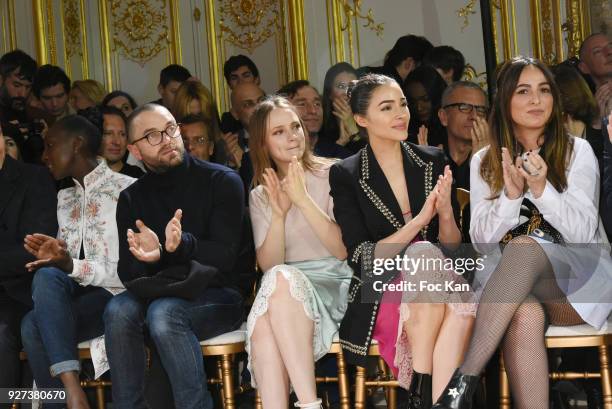 Actors Eye Haidara, Guillaume Gouix, Sara Forestier, Olivia Culpo a guest and John Galliano General Director Dominique de Langevialle attend the John...