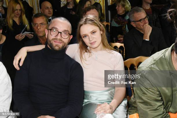 Actors Guillaume Gouix and Sara Forestier attend the John Galliano show as part of the Paris Fashion Week Womenswear Fall/Winter 2018/2019 on March...