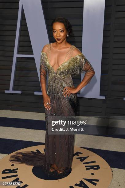 Betty Gabriel attends the 2018 Vanity Fair Oscar Party hosted by Radhika Jones at the Wallis Annenberg Center for the Performing Arts on March 4,...