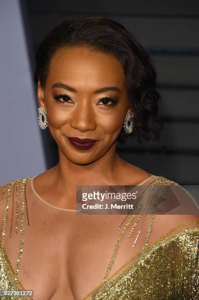 Betty Gabriel attends the 2018 Vanity Fair Oscar Party hosted by Radhika Jones at the Wallis Annenberg Center for the Performing Arts on March 4,...