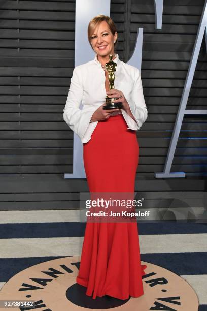 Allison Janney attends the 2018 Vanity Fair Oscar Party hosted by Radhika Jones at Wallis Annenberg Center for the Performing Arts on March 4, 2018...