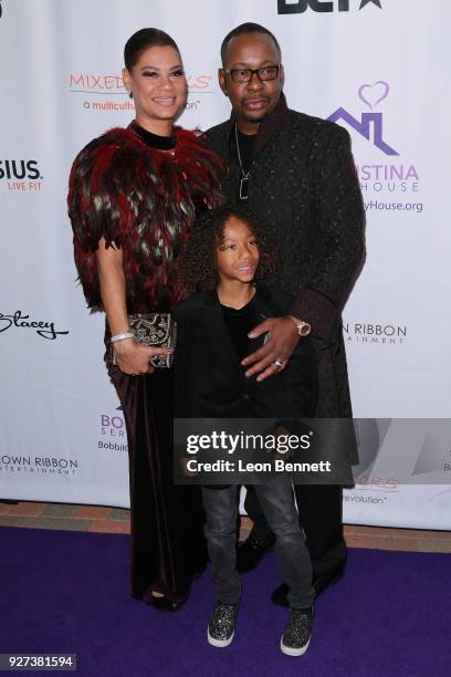 Alicia Etheredge-Brown, Bobby Brown and son Cassius Brown attends Bobbi Kristina Serenity House Gala at Taglyan Cultural Complex on March 4, 2018 in...