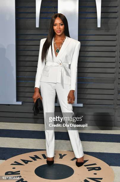 Naomi Campbell attends the 2018 Vanity Fair Oscar Party hosted by Radhika Jones at Wallis Annenberg Center for the Performing Arts on March 4, 2018...