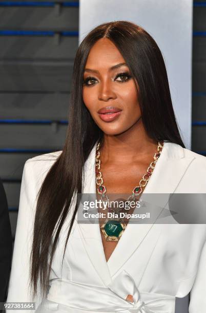 Naomi Campbell attends the 2018 Vanity Fair Oscar Party hosted by Radhika Jones at Wallis Annenberg Center for the Performing Arts on March 4, 2018...