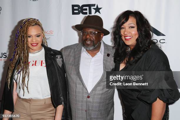 Faith Evans, Cedric the Entertainer and Kym Whitley attends Bobbi Kristina Serenity House Gala at Taglyan Cultural Complex on March 4, 2018 in...