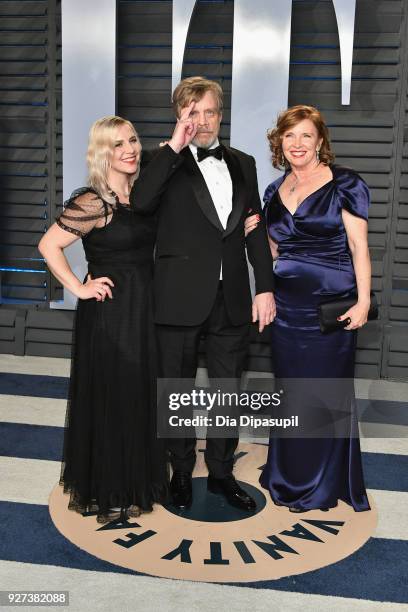 Chelsea Hamill, Mark Hamill and Marilou York attend the 2018 Vanity Fair Oscar Party hosted by Radhika Jones at Wallis Annenberg Center for the...