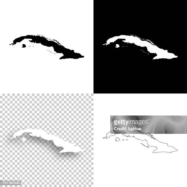 cuba maps for design - blank, white and black backgrounds - cuba stock illustrations