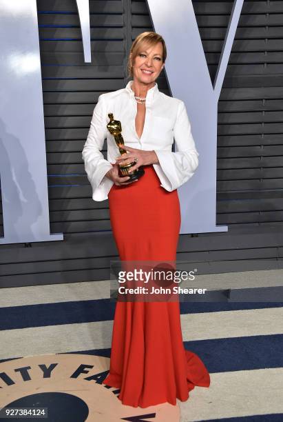 Actress Allison Janney attends the 2018 Vanity Fair Oscar Party hosted by Radhika Jones at Wallis Annenberg Center for the Performing Arts on March...