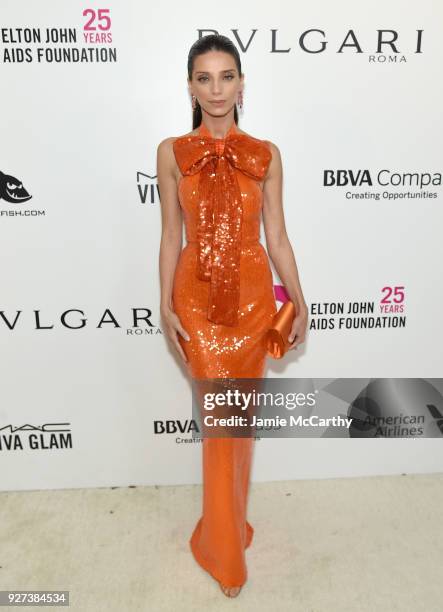 Angela Sarafyan attends the 26th annual Elton John AIDS Foundation Academy Awards Viewing Party sponsored by Bulgari, celebrating EJAF and the 90th...