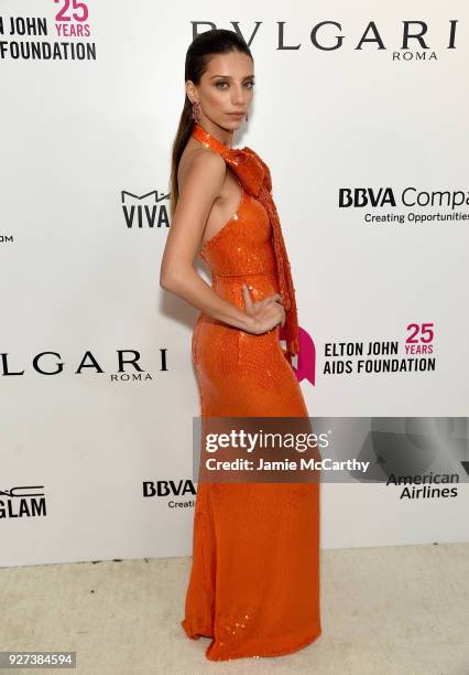 Angela Sarafyan attends the 26th annual Elton John AIDS Foundation Academy Awards Viewing Party sponsored by Bulgari, celebrating EJAF and the 90th...