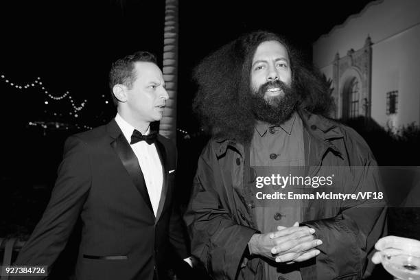 Nick Kroll and Reggie Watts attend the 2018 Vanity Fair Oscar Party hosted by Radhika Jones at Wallis Annenberg Center for the Performing Arts on...