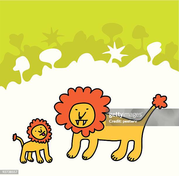 vector lions - big tree stock illustrations