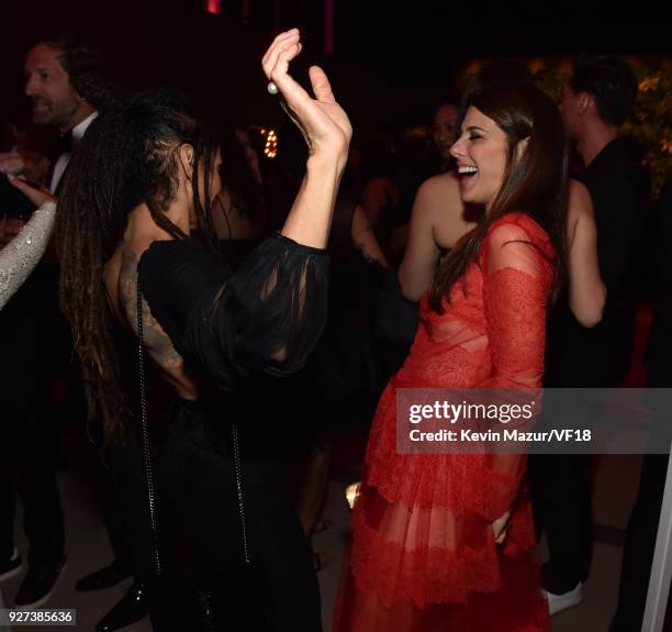 Lisa Bonet and Marisa Tomei attend the 2018 Vanity Fair Oscar Party hosted by Radhika Jones at Wallis Annenberg Center for the Performing Arts on...