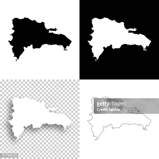 設計 - ドミニカ共和国の地図の空白、白と黒の背景 - ドミニカ共和国点のイラスト素材／クリップアート素材／マンガ素材／アイコン素材