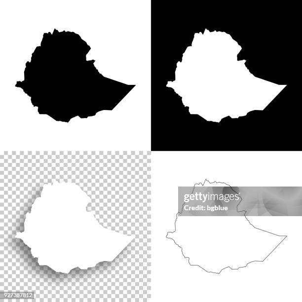 ethiopia maps for design - blank, white and black backgrounds - ethiopia map stock illustrations