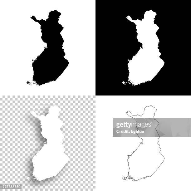 finnland-karten für design - leere, weiße und schwarze hintergründe - finnland stock-grafiken, -clipart, -cartoons und -symbole