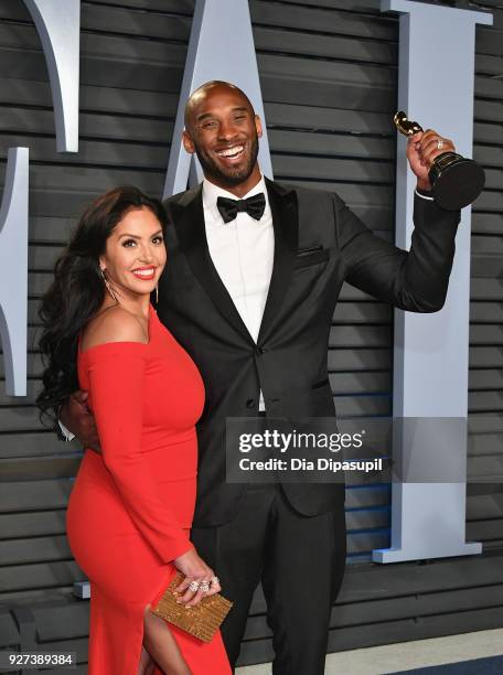 Vanessa Bryant and Kobe Bryant attend the 2018 Vanity Fair Oscar Party hosted by Radhika Jones at Wallis Annenberg Center for the Performing Arts on...