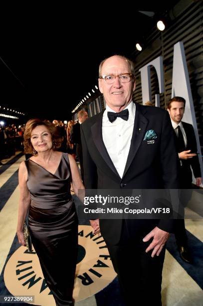 Sharon R. Friedrick and Richard Jenkins attend the 2018 Vanity Fair Oscar Party hosted by Radhika Jones at Wallis Annenberg Center for the Performing...