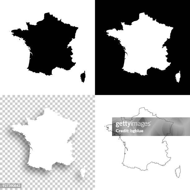illustrations, cliparts, dessins animés et icônes de cartes de france pour la conception - blanc, blanc et noir peint - carte de france