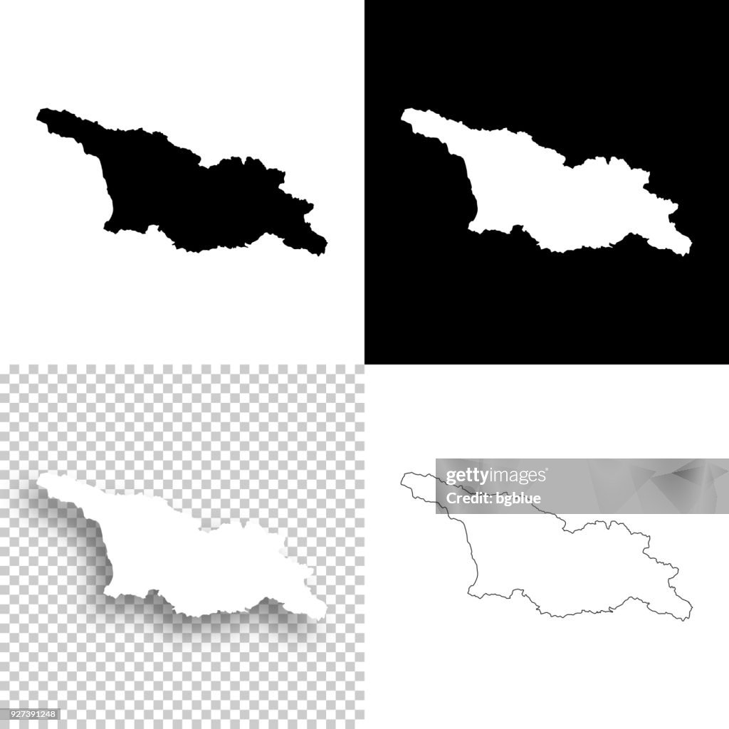 Georgien Karten für Design - leere, weiße und schwarze Hintergründe
