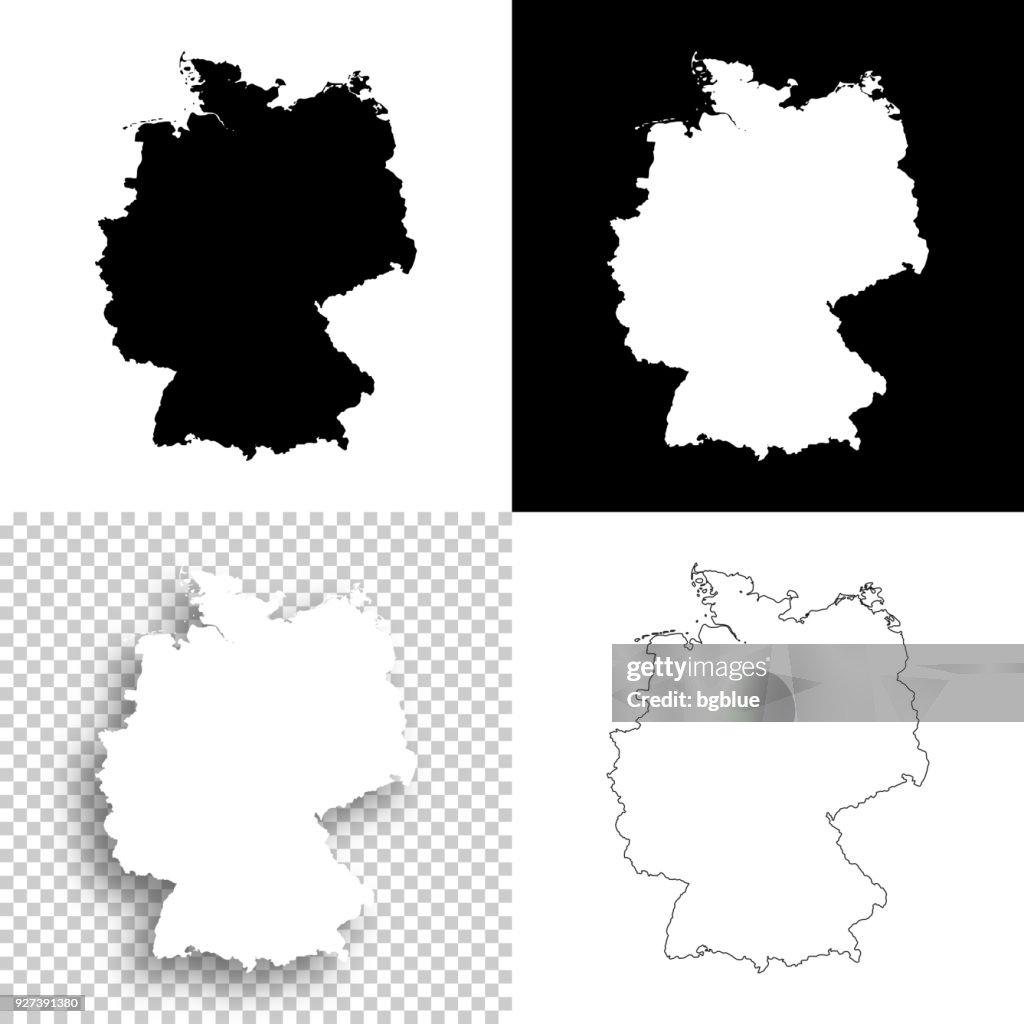 Deutschland Karten für Design - leere, weiße und schwarze Hintergründe