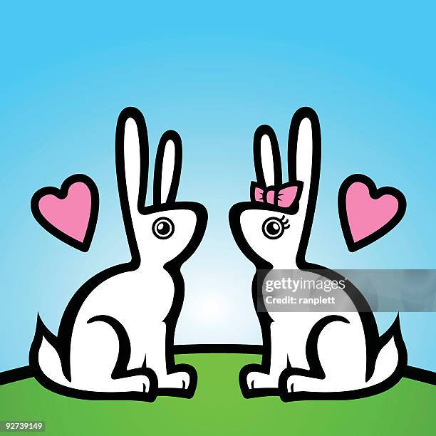 osterhasen in love (nützlich für ostern - adorable bunnies stock-grafiken, -clipart, -cartoons und -symbole