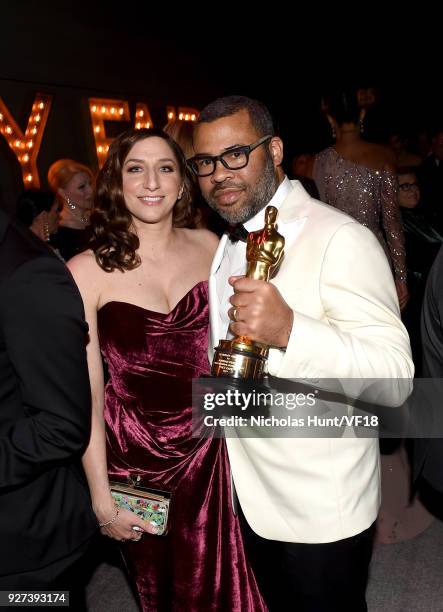 Chelsea Peretti and Jordan Peele attend the 2018 Vanity Fair Oscar Party hosted by Radhika Jones at Wallis Annenberg Center for the Performing Arts...