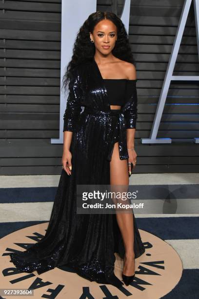 Serayah McNeill attends the 2018 Vanity Fair Oscar Party hosted by Radhika Jones at Wallis Annenberg Center for the Performing Arts on March 4, 2018...