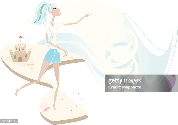 waves - sand shells stock illustrations