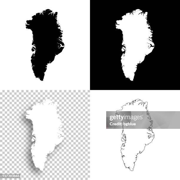 ilustraciones, imágenes clip art, dibujos animados e iconos de stock de mapas de groenlandia para el diseño - en blanco, blancos y negros fondos - groenlandia mapa