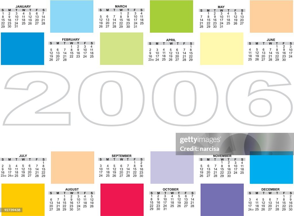 Calendrier coloré 2006 (vecteur