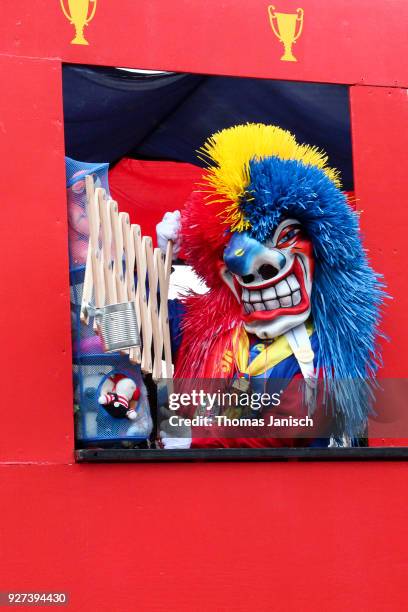 a waggis during the parade of the basler fasnacht - waggis stock pictures, royalty-free photos & images
