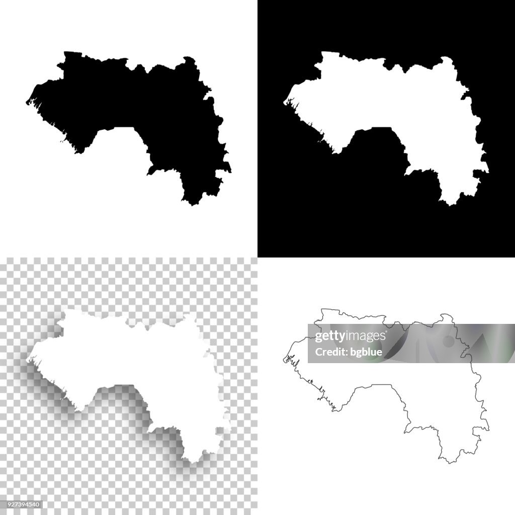 Guinea maps for design - Blank, white and black backgrounds