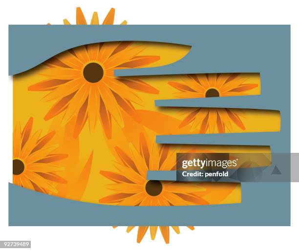 stockillustraties, clipart, cartoons en iconen met hand flower - animal finger