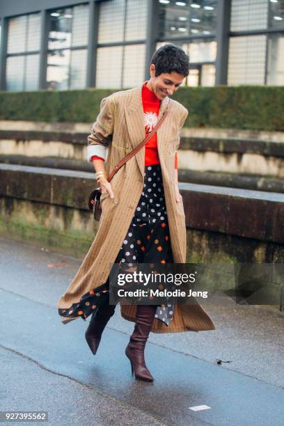 Yasmin Sewell after the Valentino show at Invalides on March 4, 2018 in Paris, France.