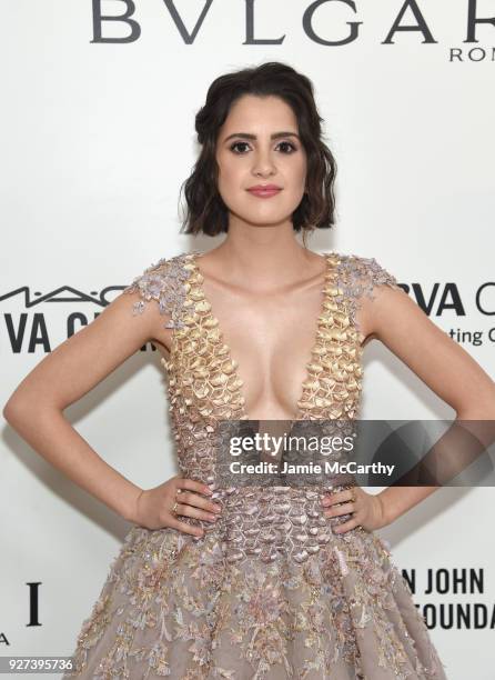 Laura Marano attends the 26th annual Elton John AIDS Foundation Academy Awards Viewing Party sponsored by Bulgari, celebrating EJAF and the 90th...