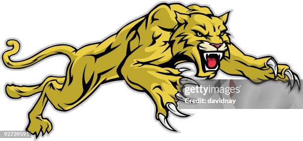 wildcat pouncing - tiger pouncing stock illustrations