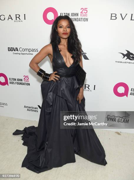 Keesha Sharp attends the 26th annual Elton John AIDS Foundation Academy Awards Viewing Party sponsored by Bulgari, celebrating EJAF and the 90th...
