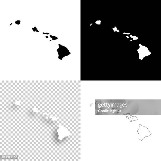 hawaii maps for design - blank, white and black backgrounds - pacific islands stock illustrations